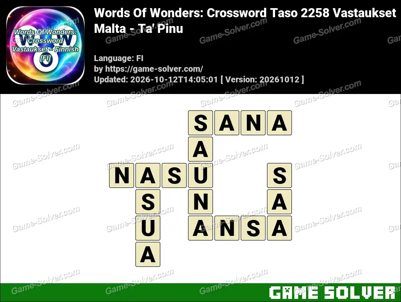 Words Of Wonders: Crossword Taso 2258 Vastaukset – Malta – Ta’ Pinu
